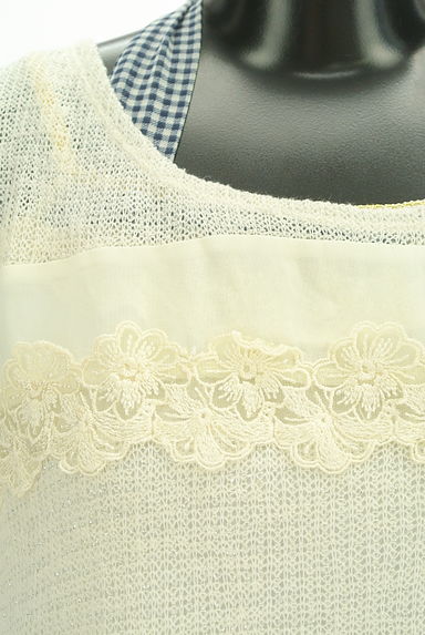 axes femme（アクシーズファム）の古着「花刺繍レースニット＋ギンガムチェックキャミ（カットソー・プルオーバー）」大画像４へ