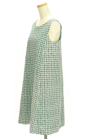 Couture Brooch（クチュールブローチ）の古着「ギンガムチェック刺繍ノースリワンピース（ワンピース・チュニック）」大画像３へ
