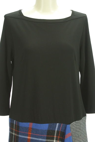 Gabardine K.T（ギャバジンケーティー）の古着「ウエスト切替ラップ風チェックミニワンピース（ワンピース・チュニック）」大画像４へ