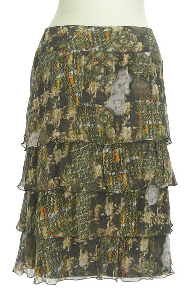 INGEBORG（インゲボルグ）の古着「花柄フリルティアード膝下丈スカート（スカート）」大画像２へ