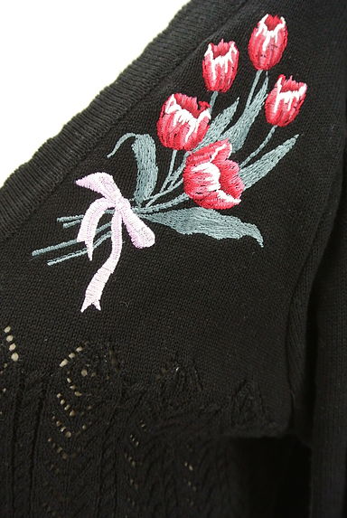 axes femme（アクシーズファム）の古着「花刺繍入りドロストペプラムカーディガン（カーディガン・ボレロ）」大画像４へ