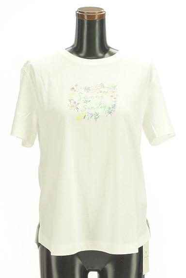 AMACA（アマカ）の古着「リゾート花柄＆ロゴ刺繍Tシャツ（Ｔシャツ）」大画像１へ