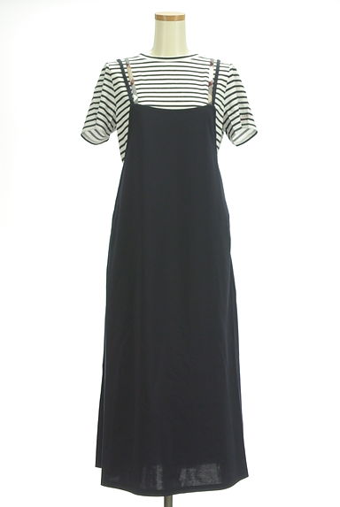 BLUE LABEL CRESTBRIDGE（ブルーレーベル・クレストブリッジ）の古着「ボーダーTシャツ＋ロングキャミワンピース（ツーピース（ジャケット＋ワンピース））」大画像１へ