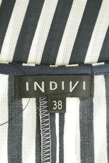 INDIVI（インディヴィ）の古着「ストライプノースリーブ＋メッシュニット（アンサンブル）」大画像６へ