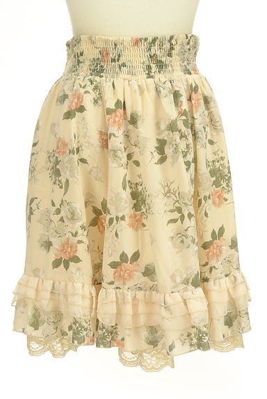 axes femme（アクシーズファム）の古着「ウエストリボン花柄フリル膝丈スカート（スカート）」大画像２へ