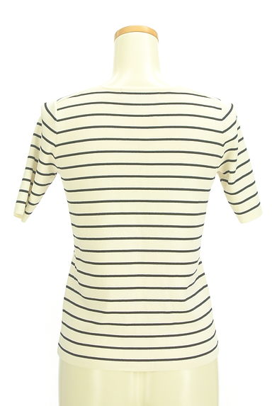 N.Natural Beauty Basic*（エヌ ナチュラルビューティーベーシック）の古着「Vネックボーダーニットトップス（ニット）」大画像２へ