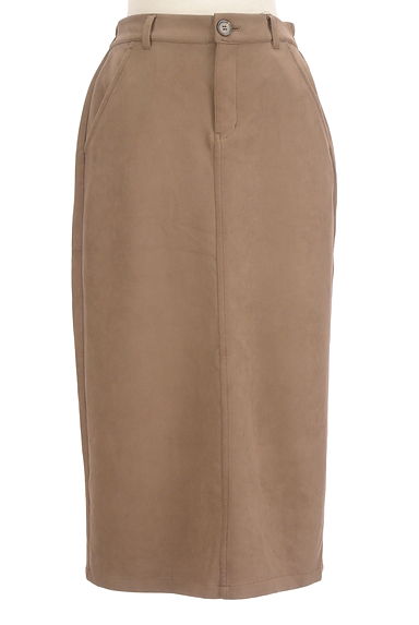 Melan Cleuge（メランクルージュ）の古着「ミモレ丈スウェードタイトスカート（ロングスカート・マキシスカート）」大画像１へ