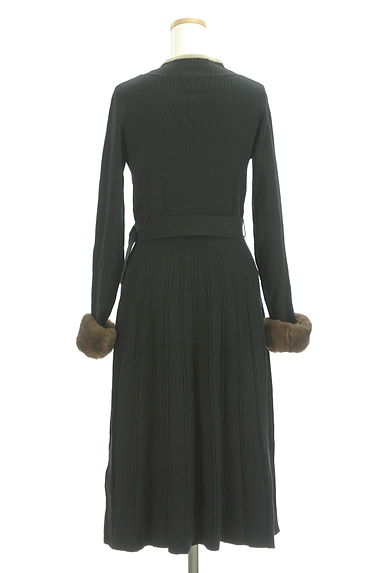 PROPORTION BODY DRESSING（プロポーションボディ ドレッシング）の古着「ベルト付きファー袖膝下ニットワンピース（ワンピース・チュニック）」大画像２へ