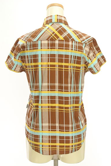 X-girl（エックスガール）の古着「ブランドロゴ刺繍チェックシャツ（カジュアルシャツ）」大画像２へ