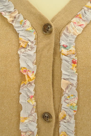 Ninamew（ニーナミュウ）の古着「サテンケーキ柄切替袖ニットカーディガン（カーディガン・ボレロ）」大画像４へ
