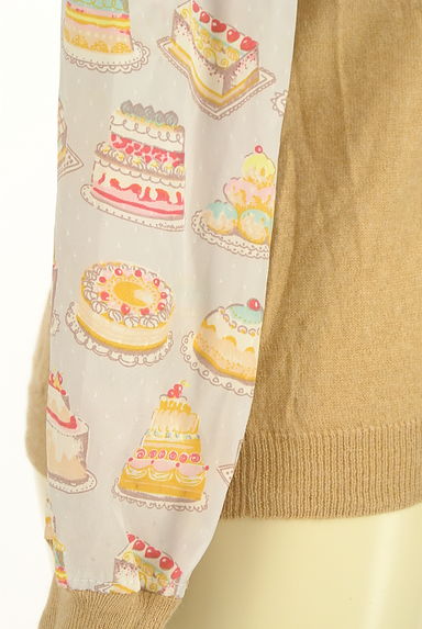 Ninamew（ニーナミュウ）の古着「サテンケーキ柄切替袖ニットカーディガン（カーディガン・ボレロ）」大画像５へ