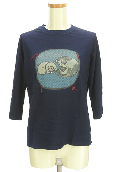 drug store's（ドラッグストアーズ）の古着「猫＆ブタプリント七分袖カットソー（Ｔシャツ）」大画像１へ