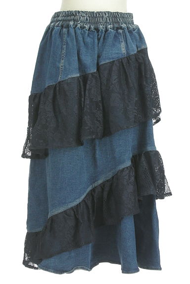 axes femme（アクシーズファム）の古着「レースフリルロングデニムスカート（ロングスカート・マキシスカート）」大画像２へ