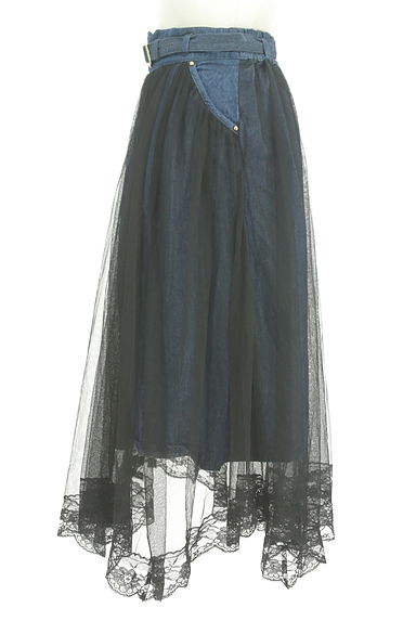 axes femme（アクシーズファム）の古着「ベルト付きデニム×チュールレースミモレスカート（スカート）」大画像３へ