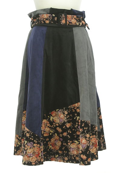 axes femme（アクシーズファム）の古着「花柄切替ハイウエストベロアロングスカート（ロングスカート・マキシスカート）」大画像１へ