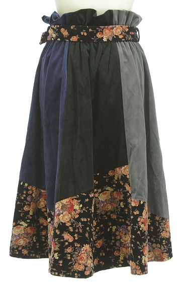 axes femme（アクシーズファム）の古着「花柄切替ハイウエストベロアロングスカート（ロングスカート・マキシスカート）」大画像２へ