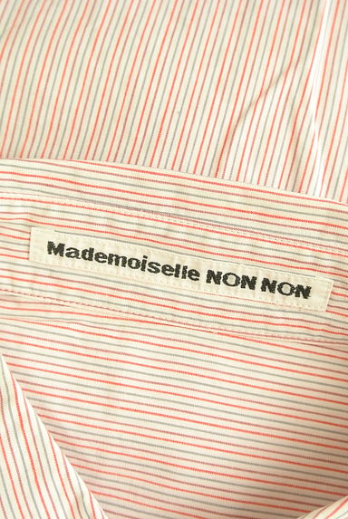 Mademoiselle NON NON（マドモアゼルノンノン）の古着「ストライプ柄ラウンドヘムシャツ（カジュアルシャツ）」大画像６へ