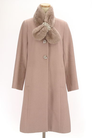 LAISSE PASSE（レッセパッセ）の古着「ファーティペット付きノーカラーロングコート（コート）」大画像１へ