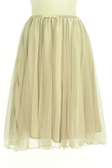 Couture Brooch（クチュールブローチ）の古着「ストライプ柄ギャザーメッシュ膝丈スカート（スカート）」大画像１へ