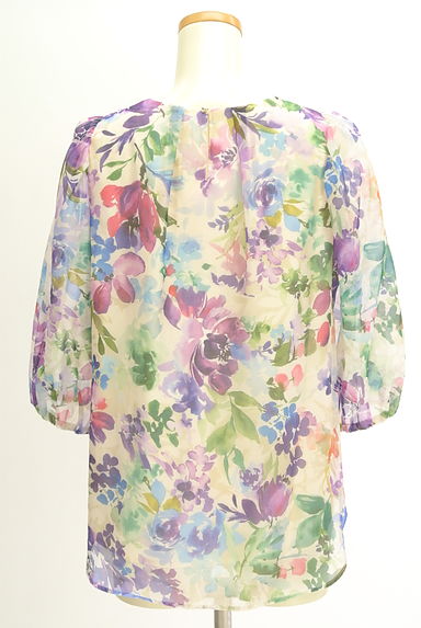 Rose Tiara（ローズティアラ）の古着「６分袖花柄シアーカットソー（カットソー・プルオーバー）」大画像２へ