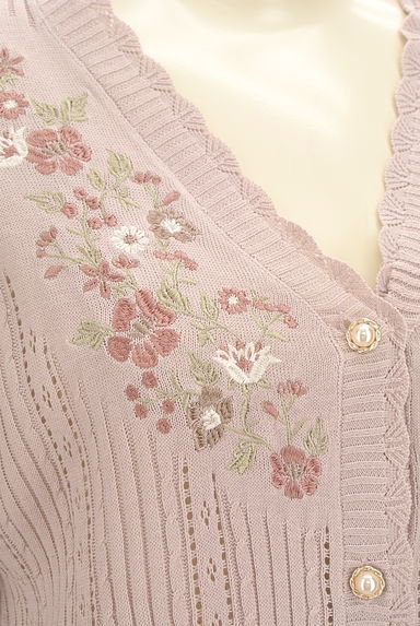 axes femme（アクシーズファム）の古着「花刺繍入り透かし編みロングカーディガン（カーディガン・ボレロ）」大画像４へ