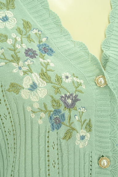 axes femme（アクシーズファム）の古着「花刺繍入り透かし編みロングカーディガン（カーディガン・ボレロ）」大画像４へ