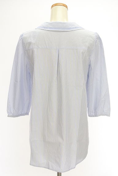 LAISSE PASSE（レッセパッセ）の古着「フラワー刺繍付け襟付きストライプブラウス（ブラウス）」大画像２へ