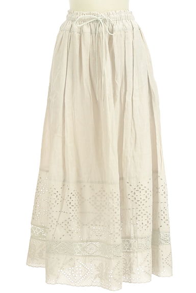SM2（サマンサモスモス）の古着「裾フラワー刺繍リネンギャザースカート（ロングスカート・マキシスカート）」大画像１へ