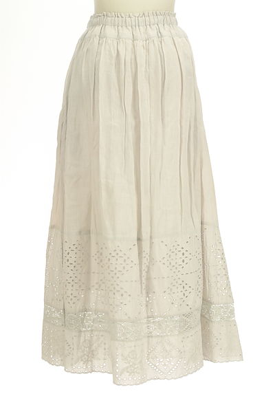 SM2（サマンサモスモス）の古着「裾フラワー刺繍リネンギャザースカート（ロングスカート・マキシスカート）」大画像２へ