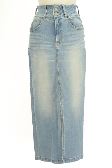 AZUL BY MOUSSY（アズールバイマウジー）の古着「ウォッシュド加工ロングデニムスカート（ロングスカート・マキシスカート）」大画像１へ