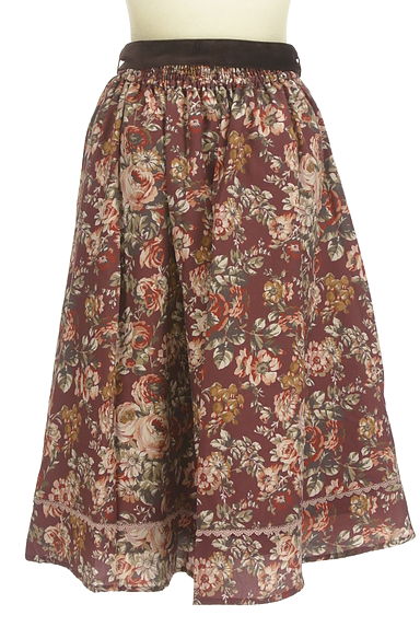 axes femme（アクシーズファム）の古着「ベロアベルト付き花柄膝下スカート（スカート）」大画像２へ