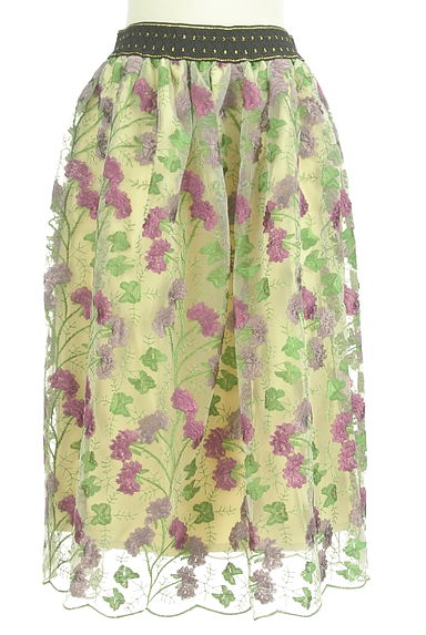axes femme（アクシーズファム）の古着「花柄刺繍チュールミモレスカート（ロングスカート・マキシスカート）」大画像１へ