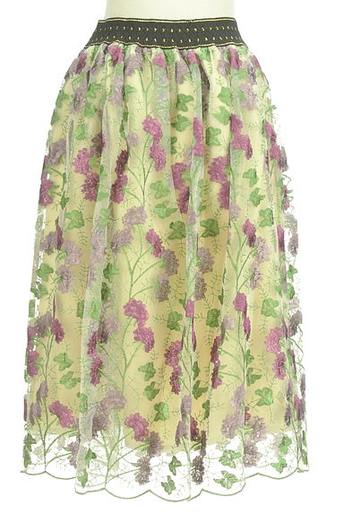 axes femme（アクシーズファム）の古着「花柄刺繍チュールミモレスカート（ロングスカート・マキシスカート）」大画像２へ