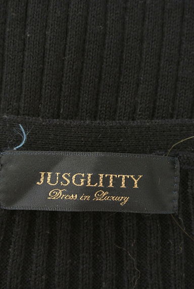 JUSGLITTY（ジャスグリッティー）の古着「ベルト付きビーズ刺繍入り膝丈ニットワンピース（ワンピース・チュニック）」大画像６へ