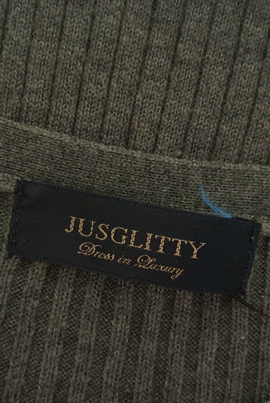 JUSGLITTY（ジャスグリッティー）の古着「ベルト付きビーズ刺繍膝丈ニットワンピース（ワンピース・チュニック）」大画像６へ