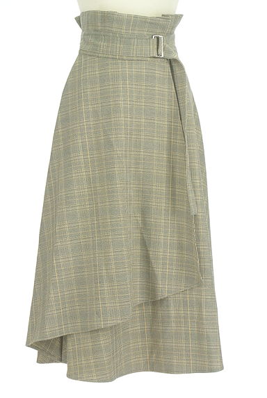 EMODA（エモダ）の古着「ラップ風チェックミモレスカート（ロングスカート・マキシスカート）」大画像１へ