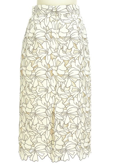 JUSGLITTY（ジャスグリッティー）の古着「ミモレ丈花柄刺繍レースタイトスカート（ロングスカート・マキシスカート）」大画像２へ