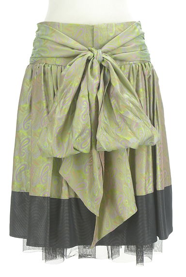DOUBLE STANDARD CLOTHING（ダブルスタンダードクロージング）の古着「ペイズリー柄切替ギャザー膝丈スカート（スカート）」大画像１へ
