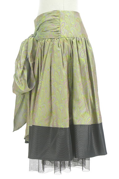 DOUBLE STANDARD CLOTHING（ダブルスタンダードクロージング）の古着「ペイズリー柄切替ギャザー膝丈スカート（スカート）」大画像３へ