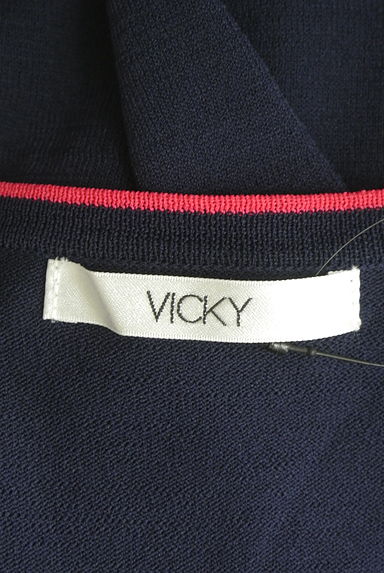 VICKY（ビッキー）の古着「ライン入りVネックニットカーディガン（カーディガン・ボレロ）」大画像６へ