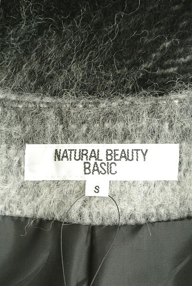 NATURAL BEAUTY BASIC（ナチュラルビューティベーシック）の古着「チェック柄ノーカラー起毛ロングコート（コート）」大画像６へ