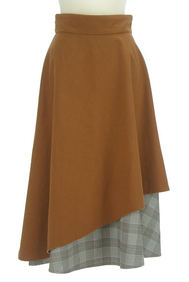 MERCURYDUO（マーキュリーデュオ）の古着「チェック切替ミモレフレアスカート（ロングスカート・マキシスカート）」大画像１へ