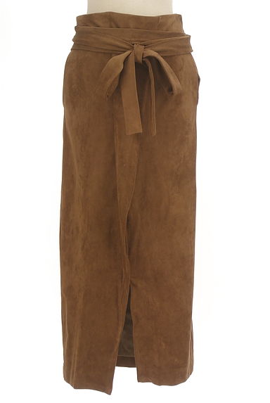 Ungrid（アングリッド）の古着「ウエストリボンラップ風スウェードロングスカート（ロングスカート・マキシスカート）」大画像１へ