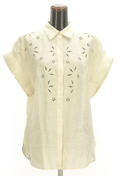 Ralph Lauren（ラルフローレン）の古着「カットワーク刺繍フレンチスリーブリネンシャツ（ブラウス）」大画像１へ