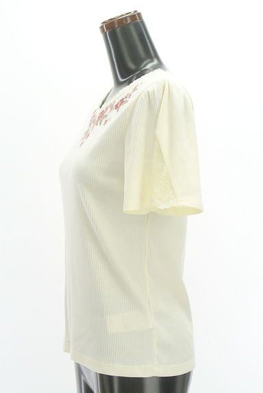axes femme（アクシーズファム）の古着「フラワー刺繍レース切替袖リブプルオーバー（カットソー・プルオーバー）」大画像３へ