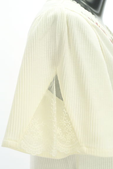 axes femme（アクシーズファム）の古着「フラワー刺繍レース切替袖リブプルオーバー（カットソー・プルオーバー）」大画像５へ