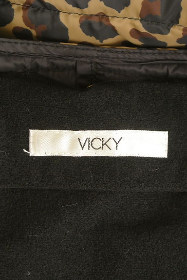 VICKY（ビッキー）の古着「レオパード柄ノーカラー中綿コート（ダウンジャケット・ダウンコート）」大画像６へ