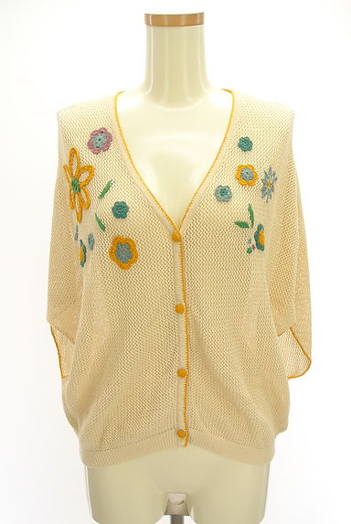 Jocomomola（ホコモモラ）の古着「花刺繍入りドルマンニットカーディガン（カーディガン・ボレロ）」大画像１へ