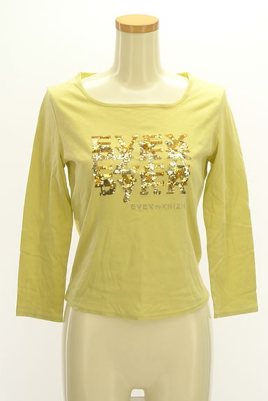 EVEX by KRIZIA（エヴェックス バイ クリツィア）の古着「七分袖スパンコールロゴＴシャツ（Ｔシャツ）」大画像１へ