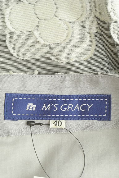 M'S GRACY（エムズグレイシー）の古着「リボンベルト付き花柄ジャガード膝丈ワンピース（ワンピース・チュニック）」大画像６へ